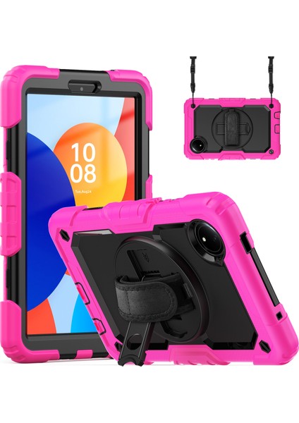 Xiaomi Redmi Pad Se 4g 8.7 Inç Kılıf El Kayışı Pc + Silikon Tablet Kapak Pet Ekran Koruyucu Ile-Gül (Yurt Dışından)