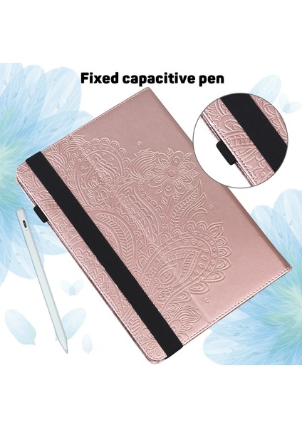 Xiaomi Pad 7 Pro / Pad 7 Kılıf Tavuskuşu Çiçek Desenli Kart Tutucu Deri Tablet Kapak-Altın (Yurt Dışından)