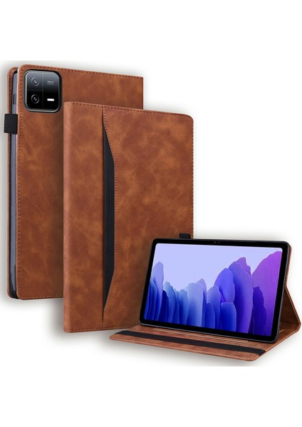 Xiaomi Pad 7 Kılıf Pu Deri Koruyucu Folyo Tablet Kılıfı, Kart Tutuculu-Kahverengi (Yurt Dışından)