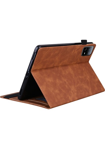 Xiaomi Pad 7 Kılıf Pu Deri Koruyucu Folyo Tablet Kılıfı, Kart Tutuculu-Kahverengi (Yurt Dışından)