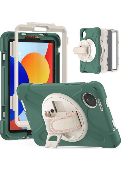 Xiaomi Redmi Pad Se 4g 8.7 Inç Kılıf Tpu+Pc+Silikon Anti-Drop Tablet Kapak-Zümrüt Yeşili Için (Yurt Dışından)