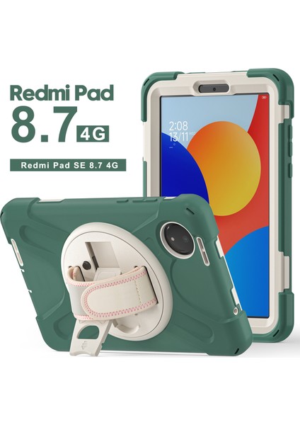 Xiaomi Redmi Pad Se 4g 8.7 Inç Kılıf Tpu+Pc+Silikon Anti-Drop Tablet Kapak-Zümrüt Yeşili Için (Yurt Dışından)
