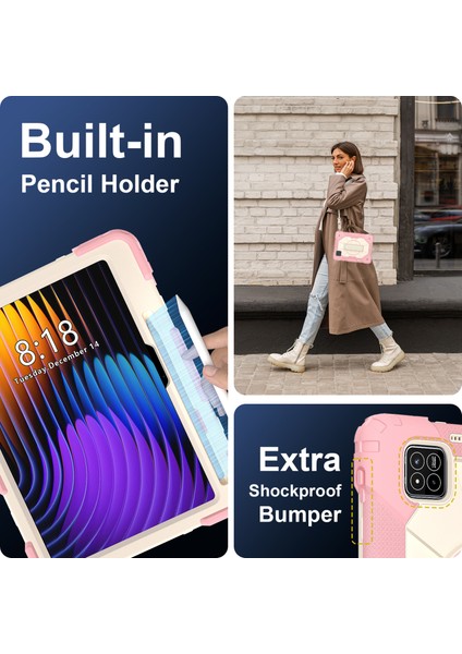 Xiaomi Pad 7 Pro / Pad 7 Kılıf Silikon+Pc Tablet Kılıfı, Kullanışlı Askı-Gül Altın (Yurt Dışından) fiyatları