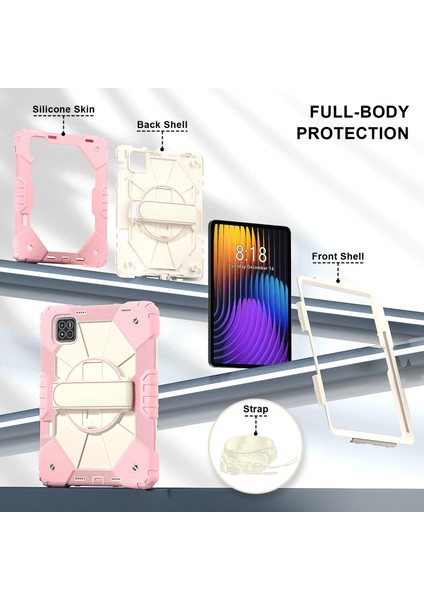 Xiaomi Pad 7 Pro / Pad 7 Kılıf Silikon+Pc Tablet Kılıfı, Kullanışlı Askı-Gül Altın (Yurt Dışından) modelleri