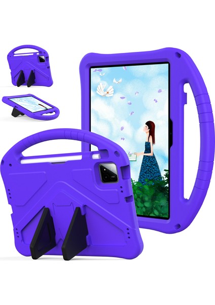 Xiaomi Pad 7 Pro / Pad 7 Kılıf Eva Tablet Kılıfı Saplı Çocuk Dostu-Mor (Yurt Dışından)