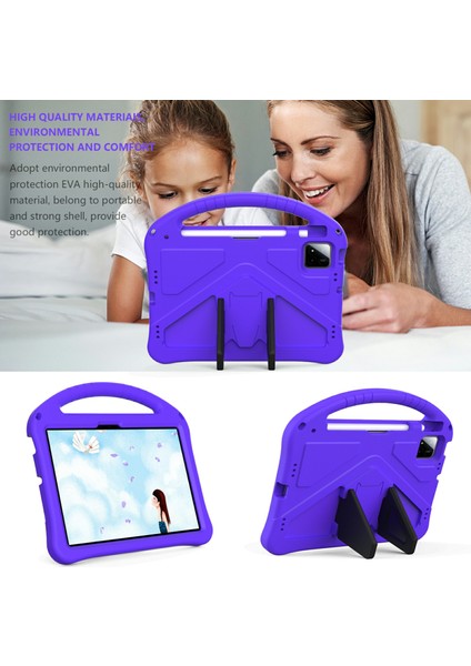 Xiaomi Pad 7 Pro / Pad 7 Kılıf Eva Tablet Kılıfı Saplı Çocuk Dostu-Mor (Yurt Dışından)