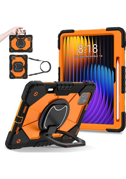 Xiaomi Pad 7 Pro / Pad 7 Kılıf Silikon+Pc Tablet Kılıfı-Siyah / Turuncu (Yurt Dışından)