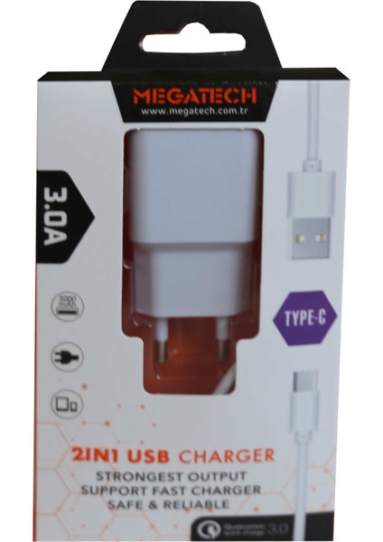 CC01 (CC22-T3) 5v-3.0A Ev Şarj+Type-c Kablo Hızlı Şarj