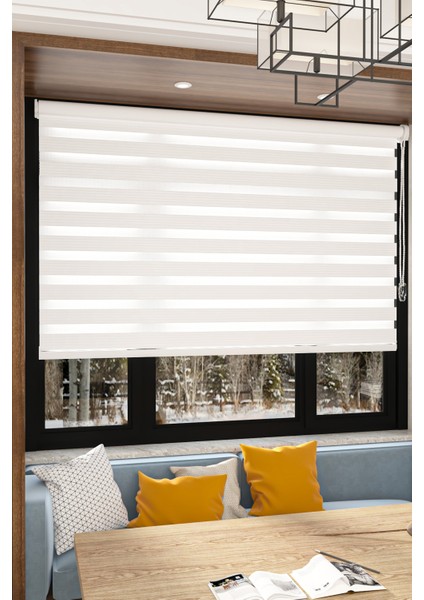 Modern Beyaz Pliseli Etek Dilimsiz Zebra Stor Perde fırsatları