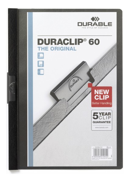 Sıkıştırmalı Dosya Duraclip Ortadan Klipsli 60 Syf A4 Siyah 2209