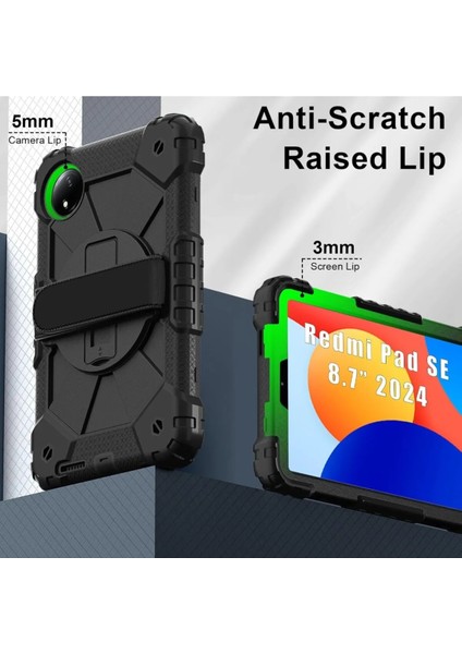 Xiaomi Redmi Pad Se 8.7 Inç Kılıf Askılı Yüksek Koruma Defender Standlı Case