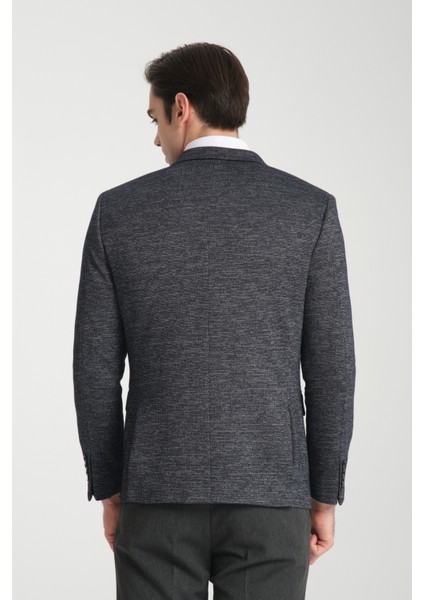 Aimame Erkek Koyu Lacivert Mono Yaka Örme Esnek Likralı Kumaş Blazer Ceket indirimleri