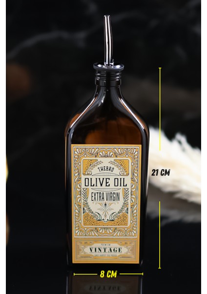 500ML Amber Renkli Premium Vintage Zeytinyağı Şişesi Parlak Metal Şişe Dökücülü indirimleri