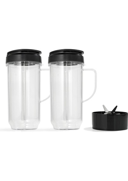 Magic Bullet 250W MB1001 Blenderler Için Blender Bardakları 22OZ ve Bıçak Değiştirme Seti (2 Kap/contalı Çıkarıcı Bıçağı) (Yurt Dışından)