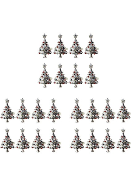 Noel Ağacı Peçete Halkaları 24'lü Set, Düğün, Doğum Günü, Aile Toplantıları, Doğum Günü Partisi (Gümüş) (Yurt Dışından)