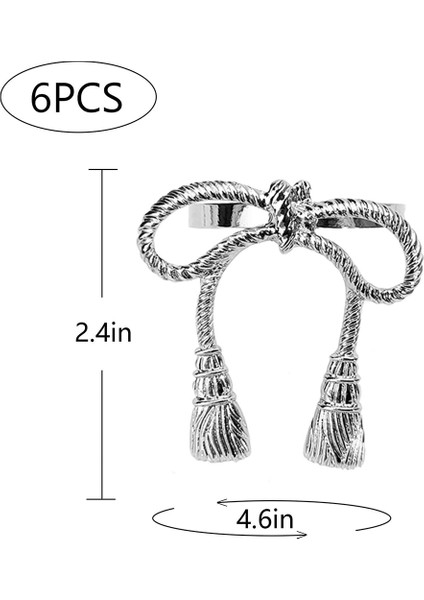 Ilmek Gümüş Yaprak Peçete Halkaları 6 Set, Doğum Günü Partisi Festivali Düğün Masa Dekorasyon Için Peçete Tutucu Halka (Yurt Dışından)