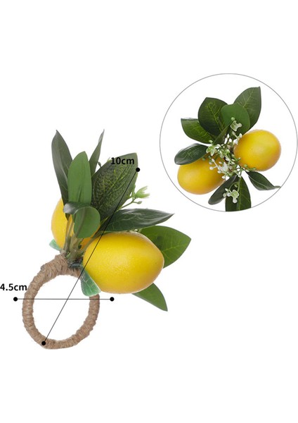 Limon Peçete Halkaları 12 Limon Asma Yaprağı Peçete Sahipleri Set Yemek Masası Süsü Ziyafet Düğün Doğum Günü Noel B (Yurt Dışından)