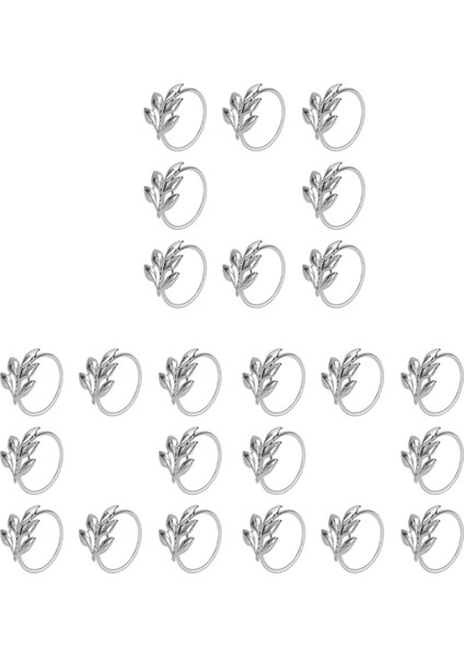 24 Adet Yaprak Peçete Halkaları Metal Gümüş Peçete Tutucu Masa Peçete Halkaları Yemek Masası Partileri Için Her Gün (Yurt Dışından)
