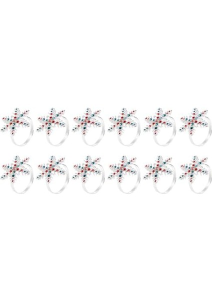 12PACK Noel Peçete Halkaları, Kırmızı ve Blues Rhinestone ile Kar Tanesi Peçete Tutucular, Gümüş Noel Peçete Tokası (Yurt Dışından)