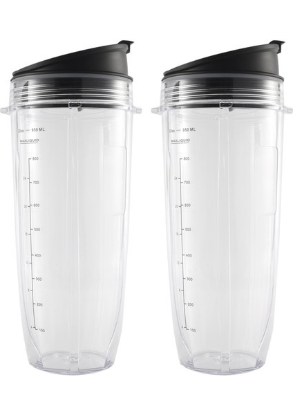 Nutri Ninja Auto-Iq 1000W ve Çift Blender Için Mühürlü Kapaklı 32 Ons Bardak Ninja Yedek Parçaları ve Aksesuarları (Yurt Dışından)