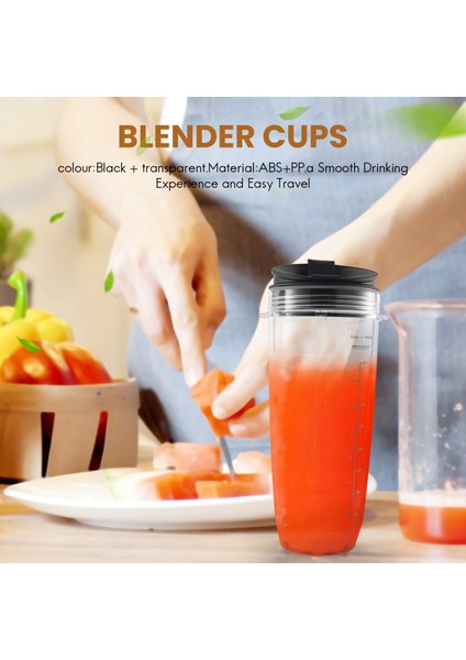 Nutri Ninja Auto-Iq 1000W ve Çift Blender Için Mühürlü Kapaklı 32 Ons Bardak Ninja Yedek Parçaları ve Aksesuarları (Yurt Dışından)