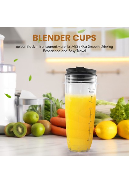 Nutri Ninja Auto-Iq 1000W ve Çift Blender Için Mühürlü Kapaklı 32 Ons Bardak Ninja Yedek Parçaları ve Aksesuarları (Yurt Dışından)