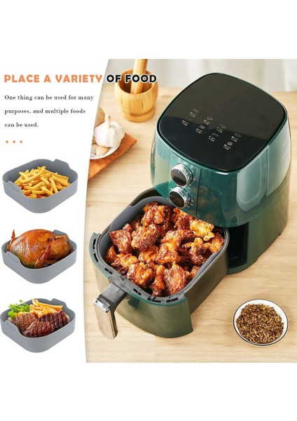 5,5 Qt Veya Daha Büyük Kare Airfryer Sepeti Için Isıya Dayanıklı Eldivenli Airfryer Silikon Kap Airfryer Yeniden Kullanılabilir Gömlekler (Yurt Dışından)