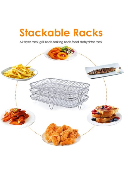 3 Katmanlı Hava Fritöz Izgara Rafı Paslanmaz Çelik Airfryer Aracı Pişirme Tepsisi Kavurma Pişirme Rafı Ev Mutfak Fırın Için (Yurt Dışından) modelleri