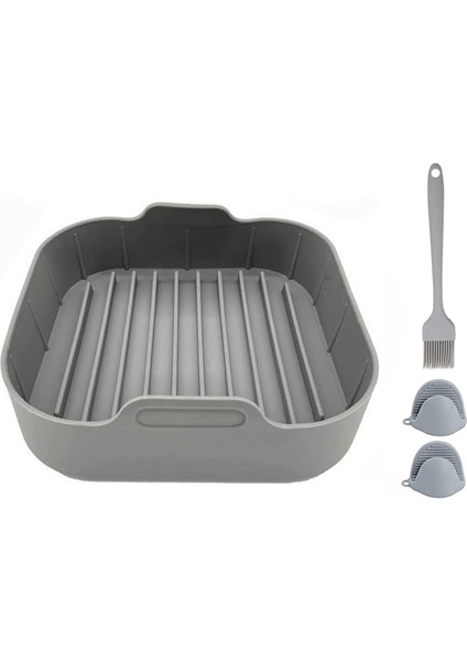 Hava Fritöz Silikon Pot, 8.1 Inç Kare Hava Fritöz Aksesuarları, Yeniden Kullanılabilir Silikon Gömlekleri Parşömen Kağıdının Değiştirilmesi (Yurt Dışından)