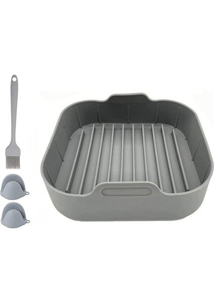 Hava Fritöz Silikon Pot, 8.1 Inç Kare Hava Fritöz Aksesuarları, Yeniden Kullanılabilir Silikon Gömlekleri Parşömen Kağıdının Değiştirilmesi (Yurt Dışından)