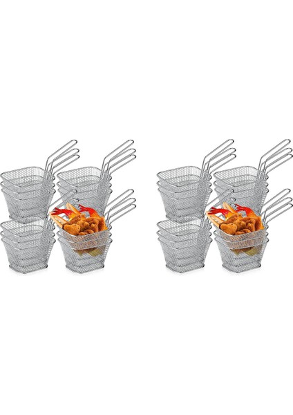 2x Kızartma Sepeti Patates Kızartma Tutucu Çip Mini Sepet Gıda Sepetleri Servis Için Yeniden Kullanılabilir Kızartma Tutucu Fritöz Ev Için (Yurt Dışından)