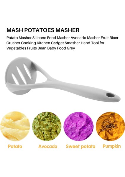 Yeni Silikon Patates Basıncı Çamur Patates Püresi Preslenmiş Ezici Tatlı Meyve Aile Otel Restoran Kullanımı Gri (Yurt Dışından) fırsatları