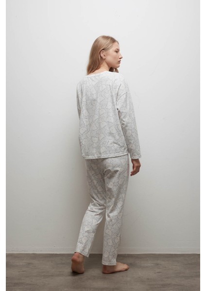 Kadın Pamuklu Uzun Kollu Pijama Takımı