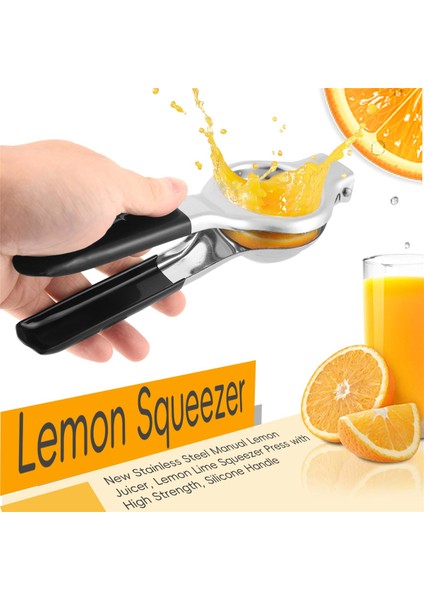 Limon Sıkacağı - Yeni Paslanmaz Çelik Manuel Limon Sıkacağı, Yüksek Mukavemetli Limon Kireç Sıkacağı Presi, Silikon Saplı (Yurt Dışından)