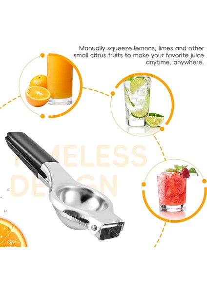 Limon Sıkacağı - Yeni Paslanmaz Çelik Manuel Limon Sıkacağı, Yüksek Mukavemetli Limon Kireç Sıkacağı Presi, Silikon Saplı (Yurt Dışından)