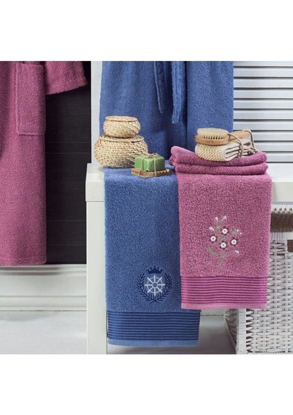 Mürdüm Lacivert Havlulu Bornoz Set 4'lü fiyatları