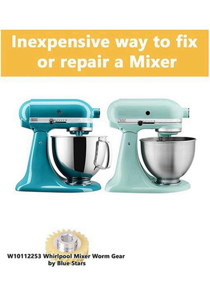 4x W10112253 9706416 Motor Fırçası W10380496 4162897 Kitchenaid Standı ve 4 Çift Motor Fırçası Için Mikser Sonsuz Tahrik Dişlisi (Yurt Dışından)