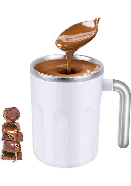 Kendiliğinden Karıştırılan Kahve Kupa, Sıcak Kakao Kendiliğinden Karıştırılan Bardak, Kaşık Gerekmez, Akıllı Toz Içecek Mikseri 12OZ Beyaz (Yurt Dışından)
