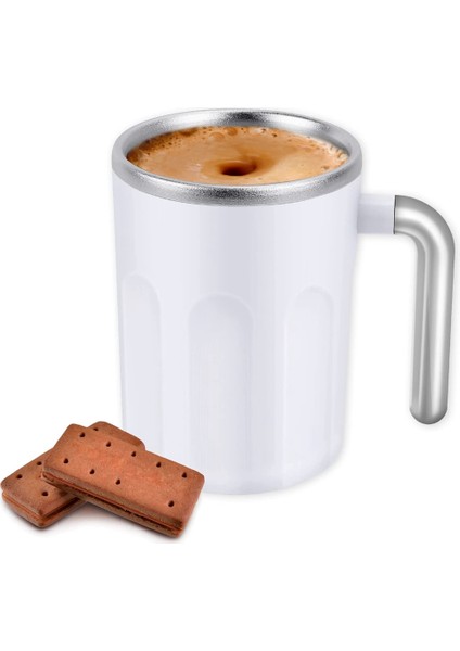 Kendiliğinden Karıştırılan Kahve Kupa, Sıcak Kakao Kendiliğinden Karıştırılan Bardak, Kaşık Gerekmez, Akıllı Toz Içecek Mikseri 12OZ Beyaz (Yurt Dışından)