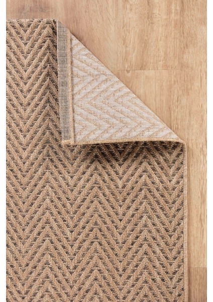 Sisaluna 4441 Bej Jüt Tabanlı Modern Dokuma Kilim Sisal Hasır Halı