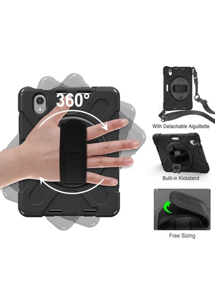 Apple iPad Mini 7 (A17 Pro) Kılıf Askılı Yüksek Koruma Defender Standlı Case