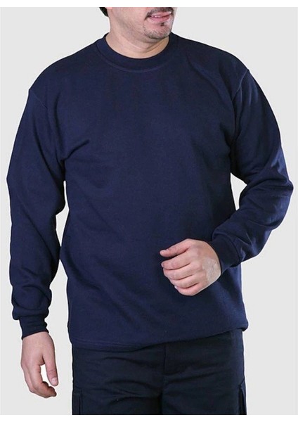 Bisiklet Yaka Lacivert Sweatshirt