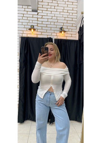 Madonna Yaka Yırtmaçlı Sandy Bluz indirimleri