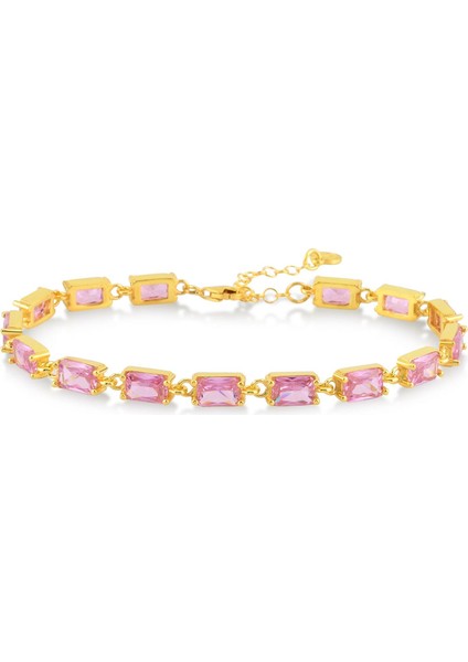 Pink Zirconia Taşlı Baget Kesim Kırık Su Yolu Bileklik