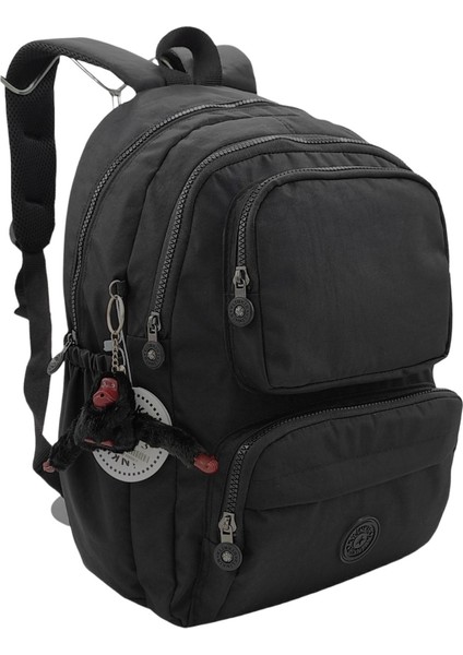 Kılinkır Çok Gözlü Geniş Hacimli Suya Dayanıklı Kumaş Unisex Siyah Okul Çantası Sırt Çantası fiyatları