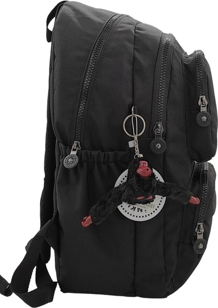 Kılinkır Çok Gözlü Geniş Hacimli Suya Dayanıklı Kumaş Unisex Siyah Okul Çantası Sırt Çantası fırsatları