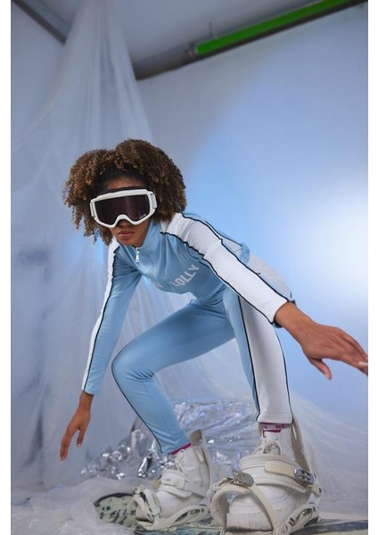 Kemer Detaylı Şardonlu Holly Lolly Logolu Özel Kar Snowy Tulum Mavi fiyatları