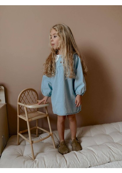 Yigit Butik Dantel Yaka Denim Elbise