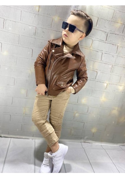 Çocuk Deri Ceket Kot Pantolon Sweet