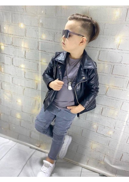 Çocuk Deri Ceket Kot Pantolon Sweet